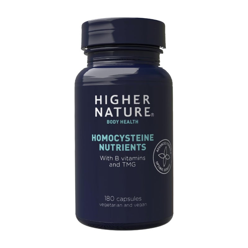Higher Nature â€“ Homocysteine Nutrients - H Factors - Improved Energy - Healthy homocysteine - Unique Blend of B Vitamins & TMG - Vegetarian & Vegan - 180 Capsules